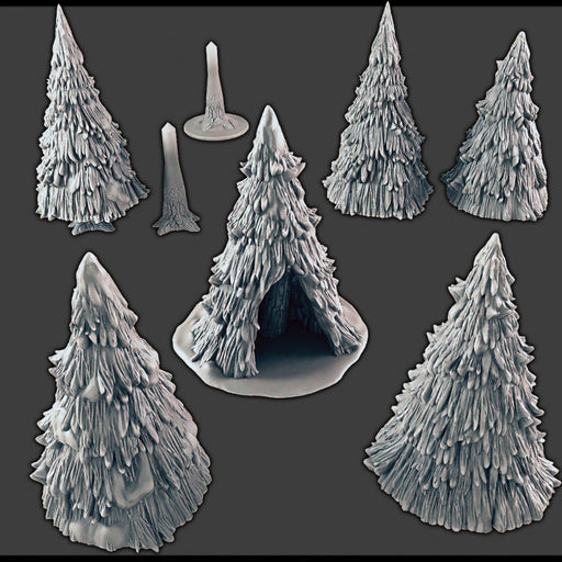 Pine Trees - DND & Wargaming Terrain - EC3D Wintertide, Snow, Arctic, scatter scenery, Pathfinder 2E, Fantasy Nature Rock, Outdoor