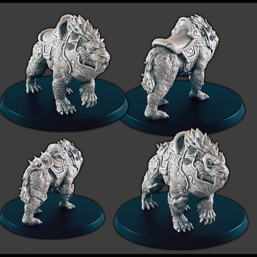 Armored Sabertooth / Battlecats - DND mini - EC3D Wintertide, Winter Miniature | Animal | 5E 2E | Ice | Cat | Snow | Arctic | Pathfinder