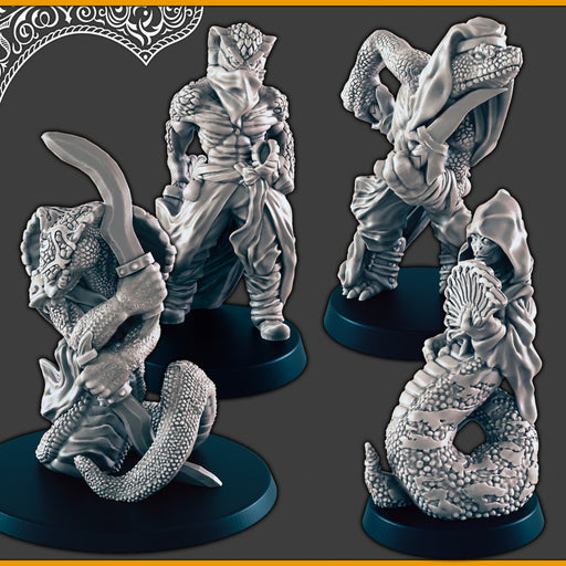 Snakefolk - DND mini, EC3D Scorching Sands, Desert Miniatures | Assassin | Beastmen | Monster | Bandit | Naga | Sorceress | Lamia | Fighter