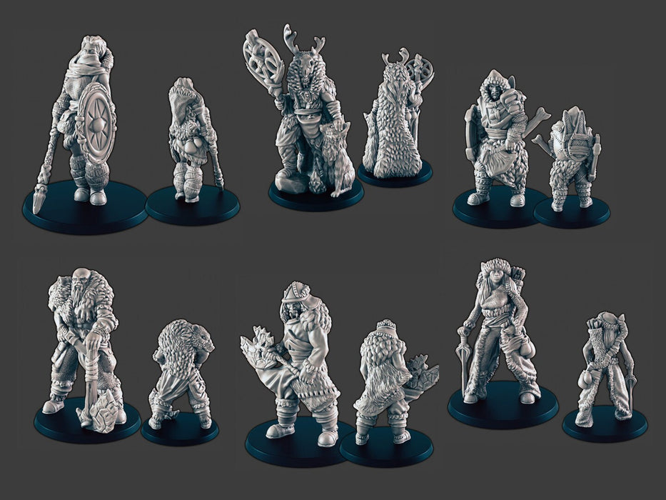 Ice / Arctic Tribe - DND mini - EC3D Wintertide, Winter Miniature | Villager | Fighter | Druid | Snow | Arctic | Pathfinder | Hunter