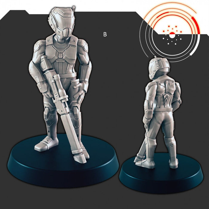 Sci-Fi Alliance Patrol mini set - EC3D | Legion | Cyberpunk | Starfinder | Scifi | Police | Futuristic | Human | Soldier | Male | Female