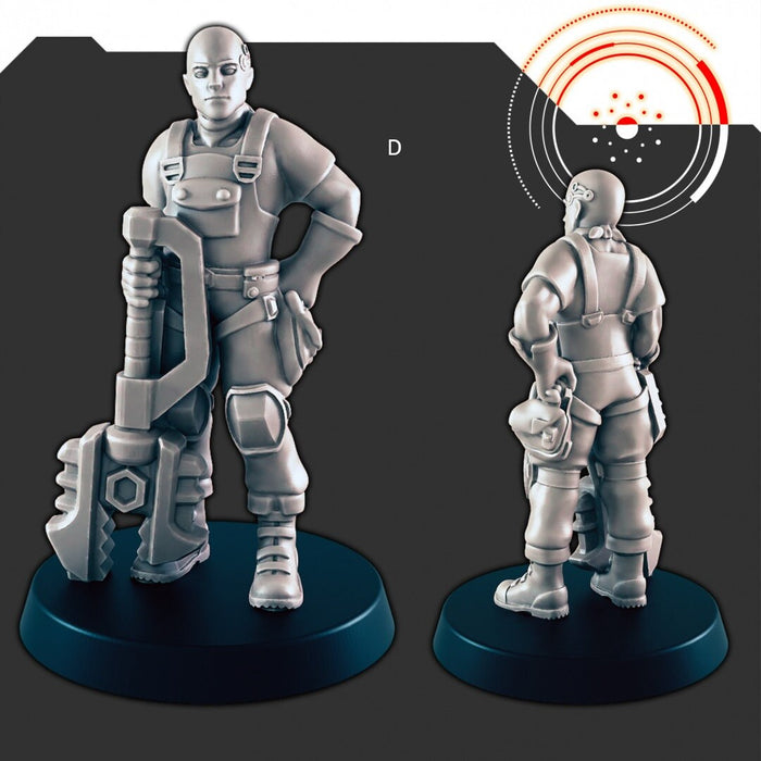 Sci-Fi Dock Workers and Pilots mini set - EC3D | Legion | Cyberpunk | Starfinder | Scifi | Futuristic | Cybernetic | Alien | Male | Female