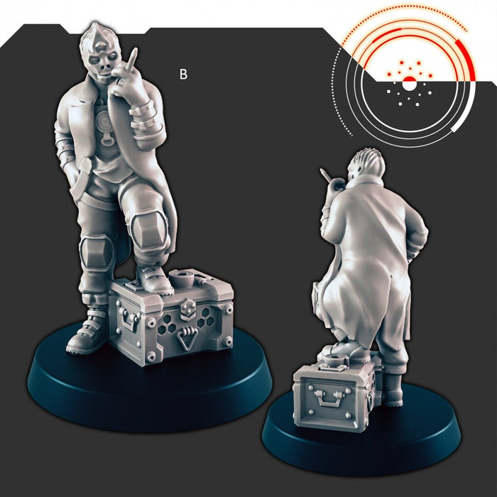 Sci-Fi Dock Workers and Pilots mini set - EC3D | Legion | Cyberpunk | Starfinder | Scifi | Futuristic | Cybernetic | Alien | Male | Female