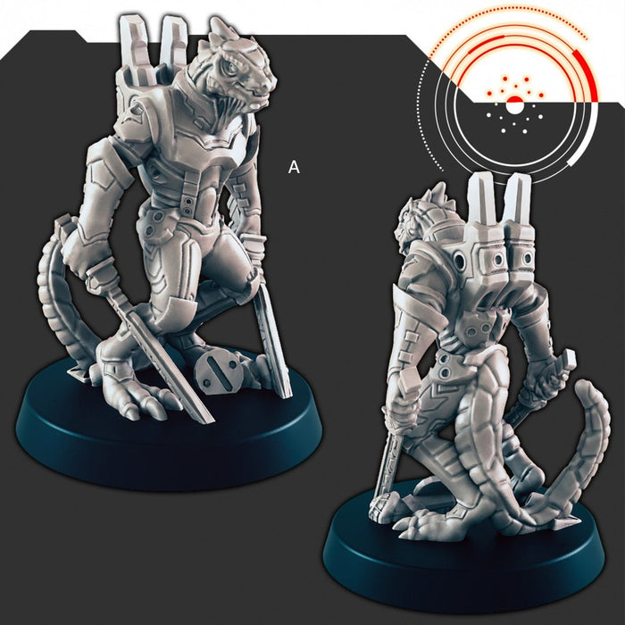 Sci-Fi Alien Lizardfolk mini set - EC3D | Legion | Cyberpunk | Starfinder | Scifi | Futuristic | Alien | Male | Lizard | Warrior