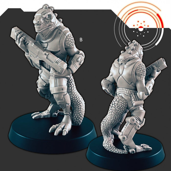 Sci-Fi Alien Lizardfolk mini set - EC3D | Legion | Cyberpunk | Starfinder | Scifi | Futuristic | Alien | Male | Lizard | Warrior