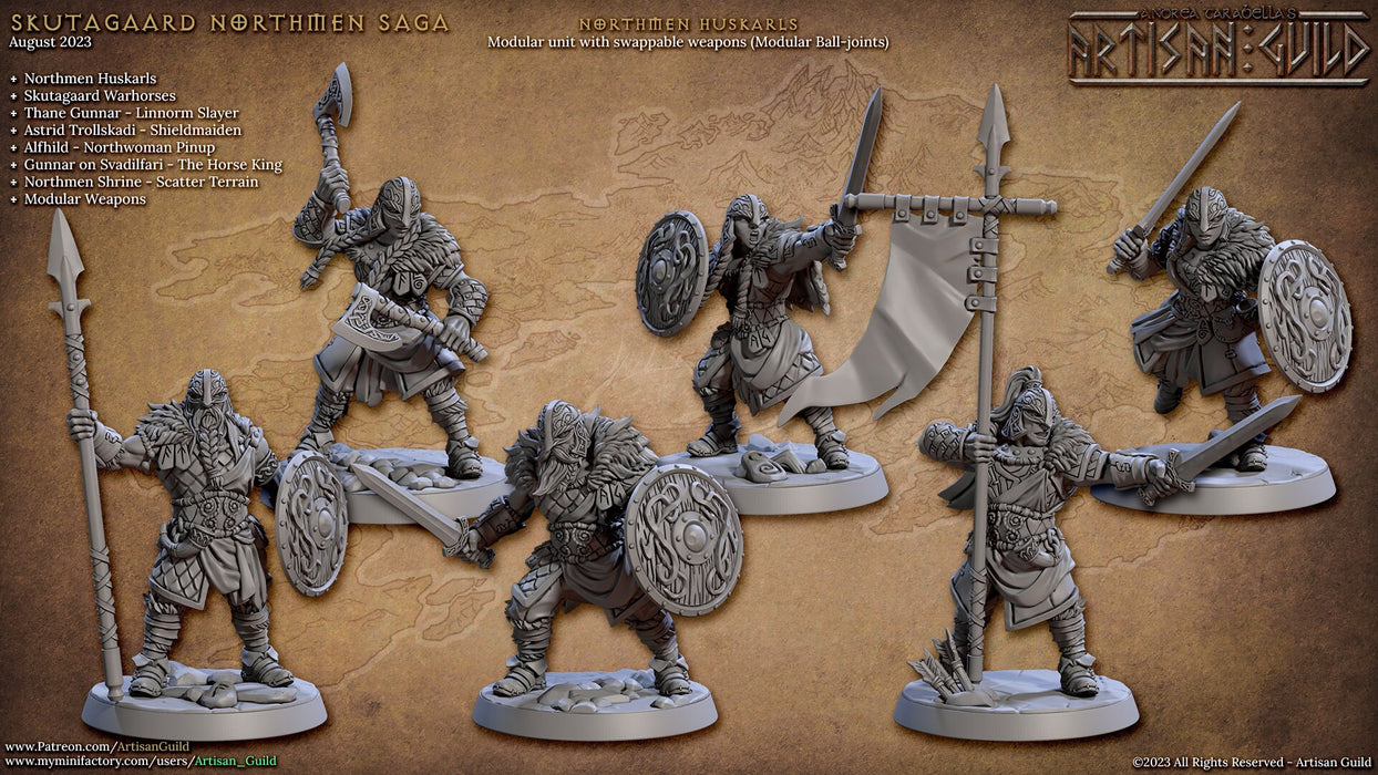 28 Viking Mini Set 1 - Artisan Guild DnD and Wargaming Miniature | Norse | Fighter | Barbarian | Ranger | Northmen, Human, Horse, Pathfinder