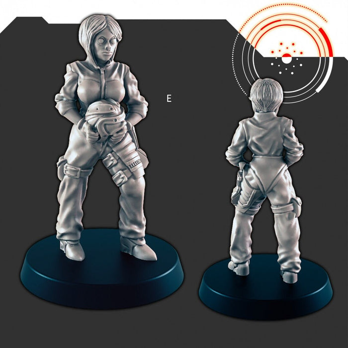 Sci-Fi Dock Workers and Pilots mini set - EC3D | Legion | Cyberpunk | Starfinder | Scifi | Futuristic | Cybernetic | Alien | Male | Female