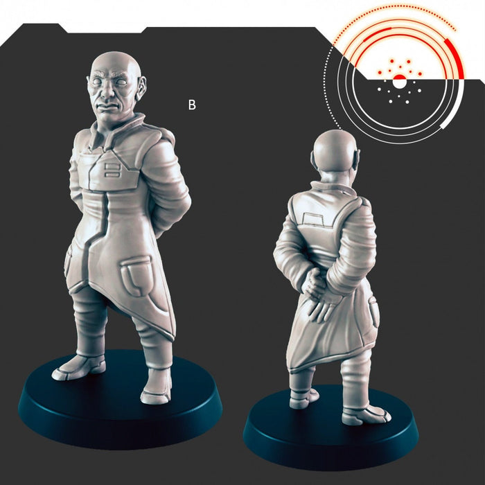 Sci-fi Human Scientists/NPCs mini set - EC3D | Legion | Cyberpunk | Starfinder | Scifi | Futuristic | Human | Male | Female