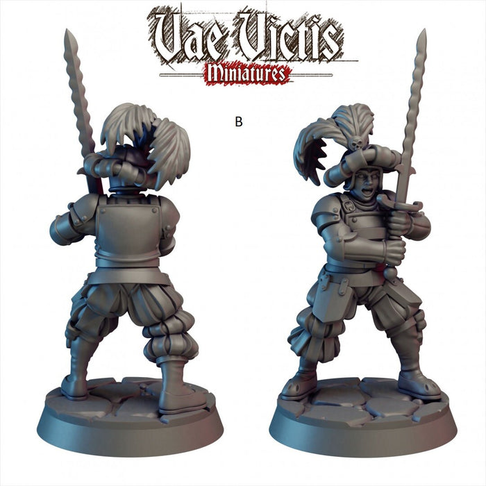 Elite Mercenaries Mini Set - Vae Victis, DnD | Townsfolk | Guards | Human | Male | Female | 28mm | Pathfinder | Fantasy | Wargaming