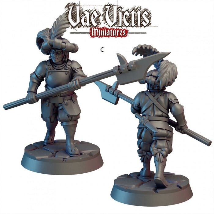 Elite Mercenaries Mini Set - Vae Victis, DnD | Townsfolk | Guards | Human | Male | Female | 28mm | Pathfinder | Fantasy | Wargaming