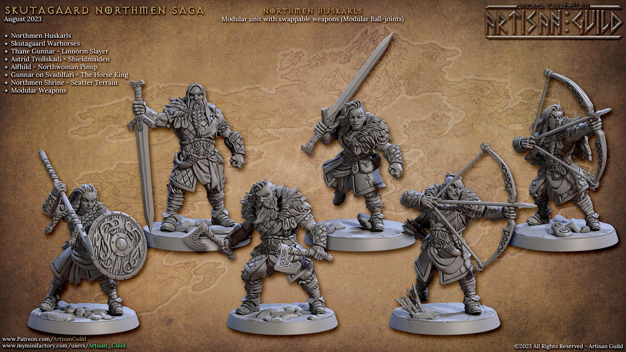 28 Viking Mini Set 1 - Artisan Guild DnD and Wargaming Miniature | Norse | Fighter | Barbarian | Ranger | Northmen, Human, Horse, Pathfinder