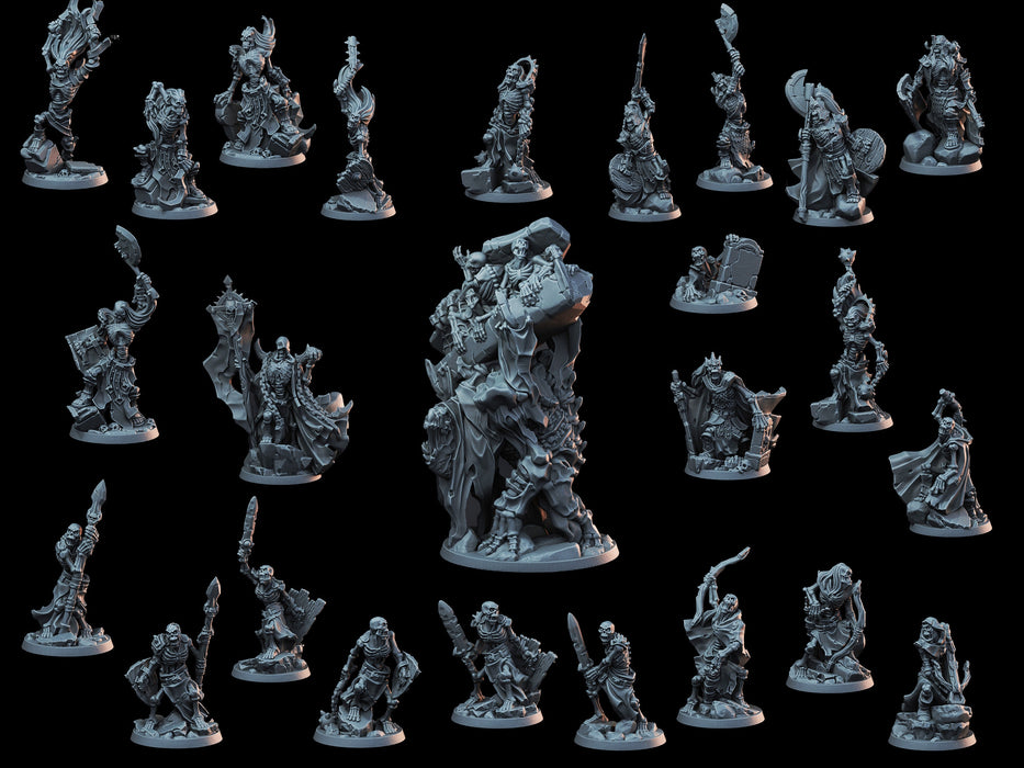 25 dnd Minis Skeleton Army Set - By Arbiter Minitatures - Undead | Necromancer | Wargaming | Pathfinder | Evil | Dead | Bundle | Bulk | Lich