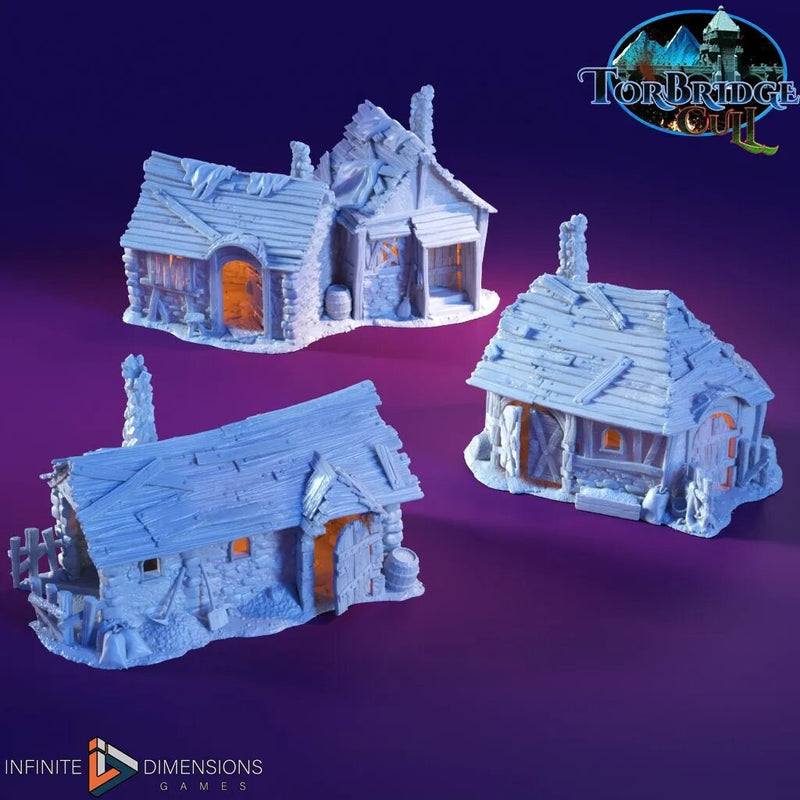 The Slum Shacks Miniature Building set - Dnd, Wargaming, Model Train | Village | Shanty | Medieval | Fantasy | D&D | Terrain | Torbridge