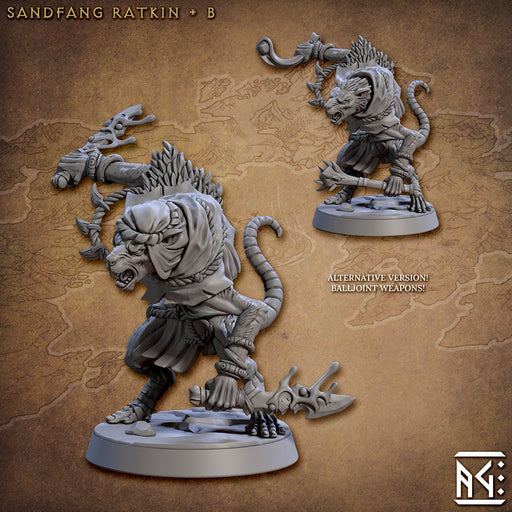 Sandfang Ratkin B - Artisan Guild | Animal | Rat | Mouse | Fighter | Ratfolk | Barbarian | Pathfinder | Wargaming | 28mm 32mm | Guard