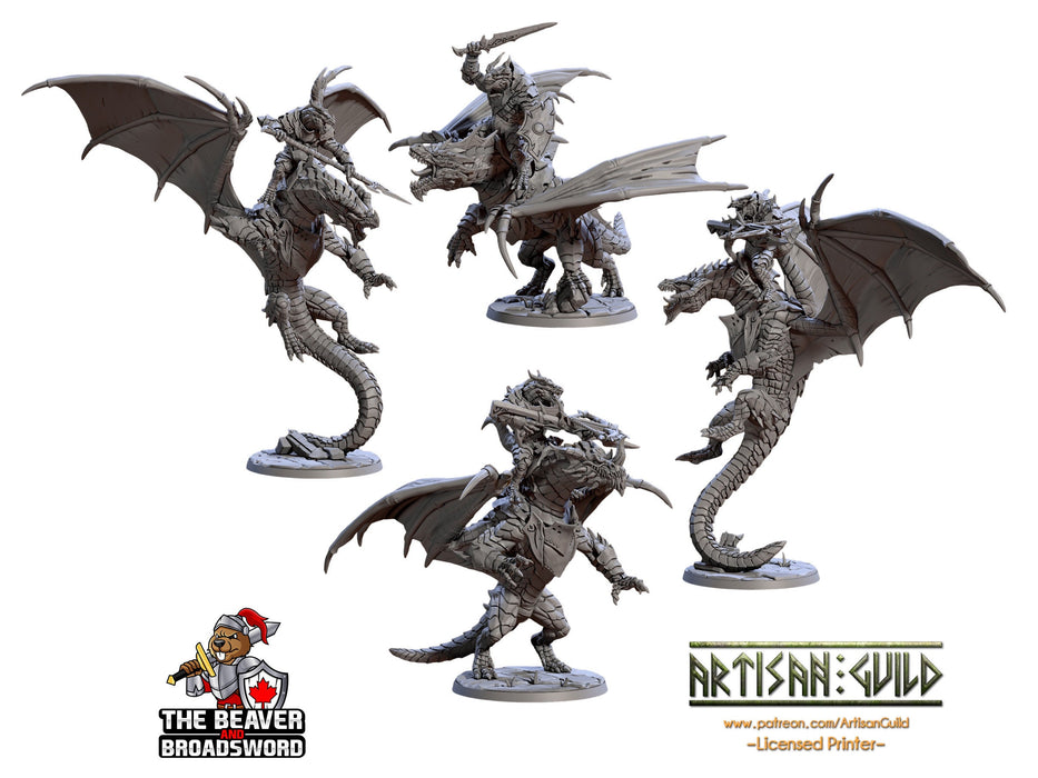 Draconic Assault Dragons mini set - Artisan Guild | DnD | Dragon | Flying | Dragonborn | Fighter | Barbarian | Pathfinder | Wargaming, Drake