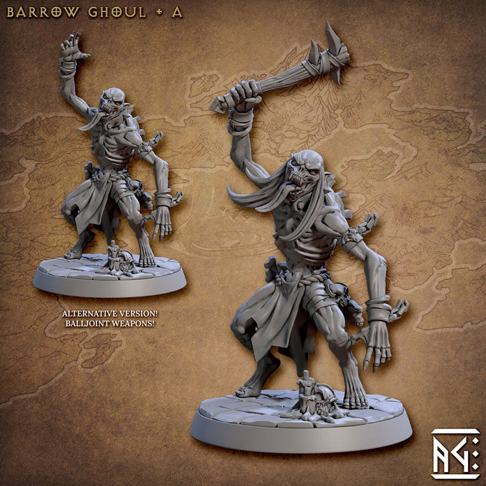 Barrow Ghouls 28/32mm mini set - Artisan Guild | Zombie | Undead | Necromancer | Lich | Monster | Fantasy | Pathfinder | Wargaming | Grave