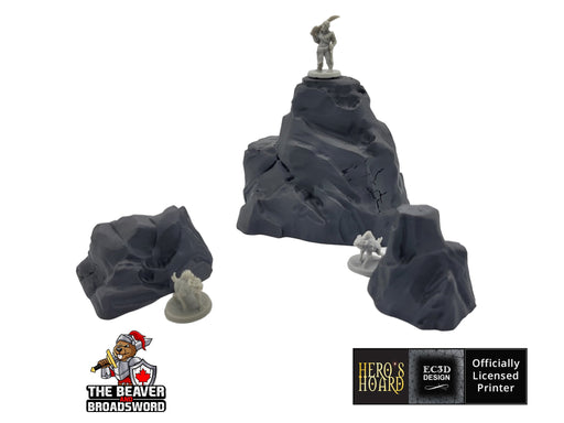 Large Rock Terrain Set 3 - Scatter Scenery by EC3D, for TTRPGs and Wargaming - Mountain, Rocks, Canyon, DnD mini, Pathfinder, Tabletop