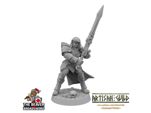 Female Human Fighter dnd Mini with Greatsword - Artisan Guild | Barbarian | Knight | Cleric | Paladin, Pathfinder, TTRPG, Wargaming, Warrior