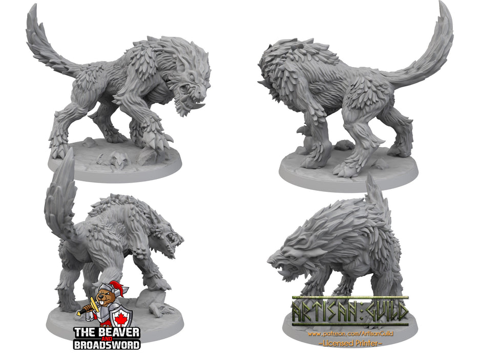 Large Worg dnd mini - Artisan Guild | Wolf | Warg | Beast | Dog | Pathfinder | Companion | TTRPG, Wargaming, Monster | Animal | Huge, Arctic