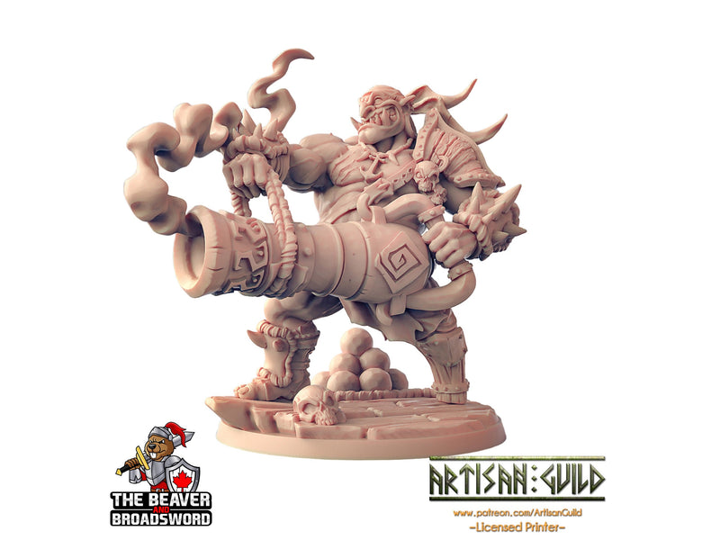 Male Ogre Marauder with Cannon - Artisan Guild | DnD | Fighter | Barbarian | Monster | Pathfinder | TTRPG | Wargaming, Frostgrave, Artillery